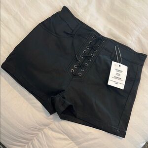 Black Lace-Up Women's Shorts